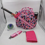 Great Speed Tote Racket Holder for Tennis & Badminton Pink/ Triangle Colors Design