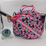 Great Speed Tote Racket Holder for Tennis & Badminton Pink/ Triangle Colors Design