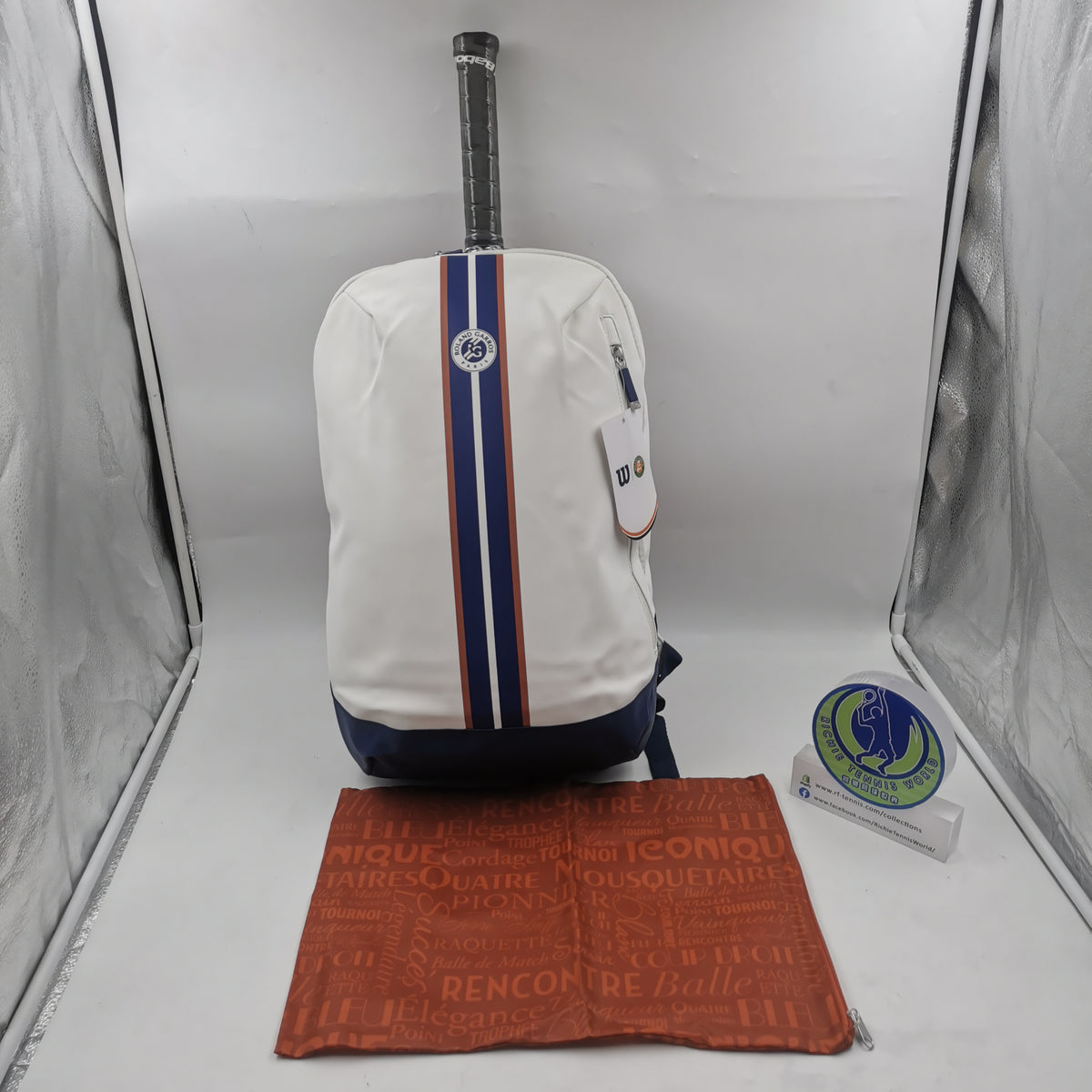 Wilson Premium Roland Garros Backpack Racquet Bag (Oyster Grey/Blue)