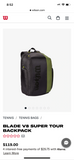 Wilson Blade V8 Super Tour Tennis / Badminton Backpack Bag WR8016901001