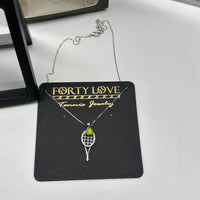 Forty Love Tennis Jewelry Necklace Silver Tennis Racket & Tennis ball