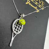 Forty Love Tennis Jewelry Necklace Silver Tennis Racket & Tennis ball