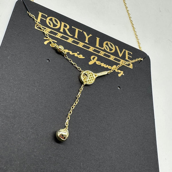 Forty Love Tennis Jewelry Necklace Gold Tennis ball and Racquet