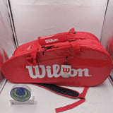 Wilson Super Tour 2 Compartment Large Tennis Bag RH x 9 Pack Red WRZ840809