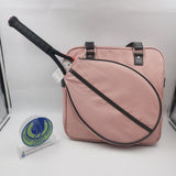 HINDUL Women's Tote Racket Holder Bag for Tennis/Badminton Pink/ Grey
