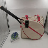 HINDUL Women's Tote Racket Holder Bag for Tennis/Badminton RawWhite/ Pink