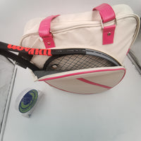 HINDUL Women's Tote Racket Holder Bag for Tennis/Badminton RawWhite/ Pink