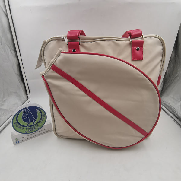 HINDUL Women's Tote Racket Holder Bag for Tennis/Badminton White/ Pink