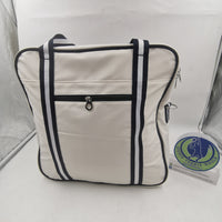 HINDUL Women's Tote Racket Holder Bag for Tennis/Badminton White/ Navy
