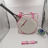 HINDUL Women's Tote Racket Holder Bag for Tennis/Badminton White/ Pink