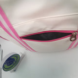 HINDUL Women's Tote Racket Holder Bag for Tennis/Badminton White/ Pink
