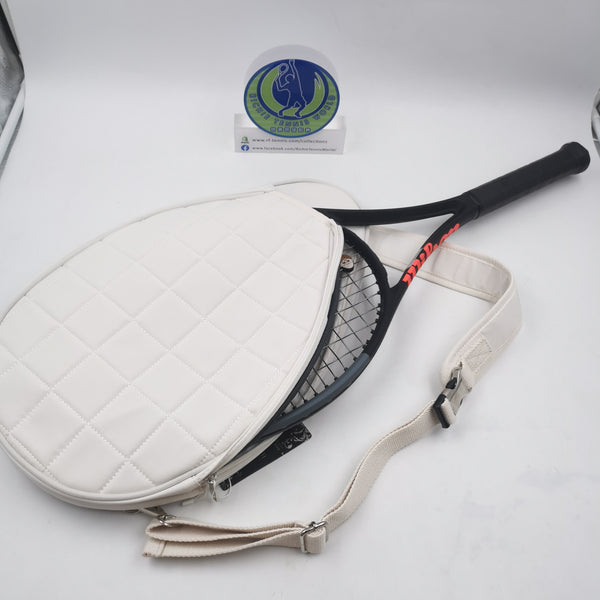 HINDUL Women's Tote Racket Holder Bag for Tennis/Badminton White/ Pink