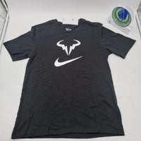 The Nike Tee Rafa Nadal Logo Dri-Fit Men's Black White T-shirt DR7724-010 SMALL