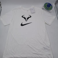 The Nike Tee Rafa Nadal Logo Dri-Fit Men's White black T-shirt DR7724-100 LARGE