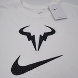 The Nike Tee Rafa Nadal Logo Dri-Fit Men's White black T-shirt DR7724-100 LARGE