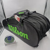 Wilson Super Tour 3 Compartment Tennis Bag RH x 15 Pack Black/Green WR8004101001