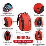 Wilson RF DNA Roger Federer Backpack Tennis/Badminton Racket holder Bag Red/Black WR8005301001